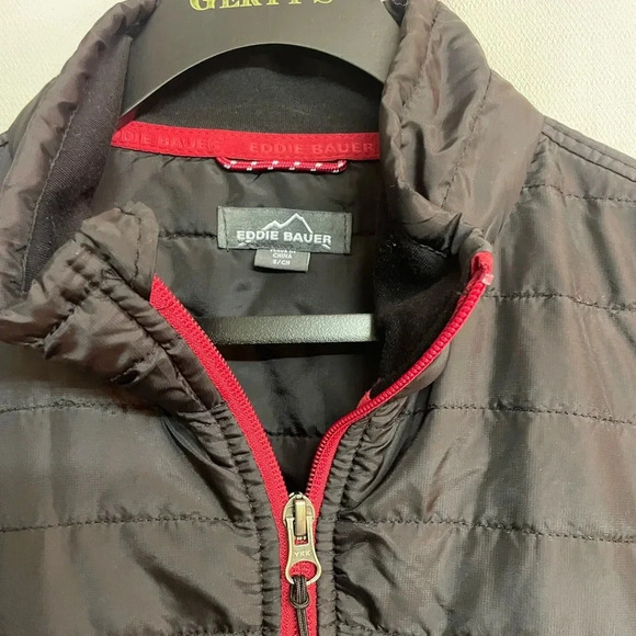 Eddie Bauer 1/4 zip pullover black w/red zipper trim size S/CH - Picture 3 of 5